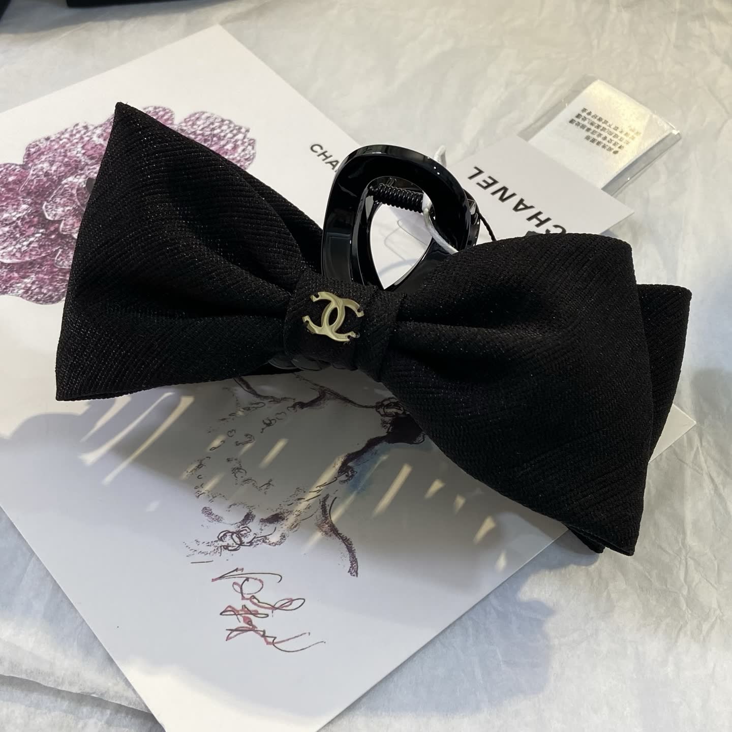 Chanel Black Bow Hair Clip-XF1117